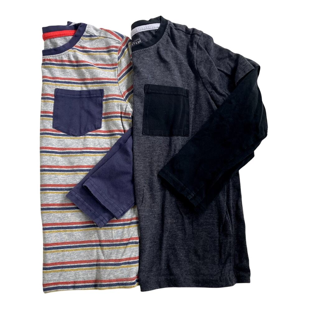 Andy & Evan Layered Look Pocket Tee Bundle - Stripes, Blue - 7